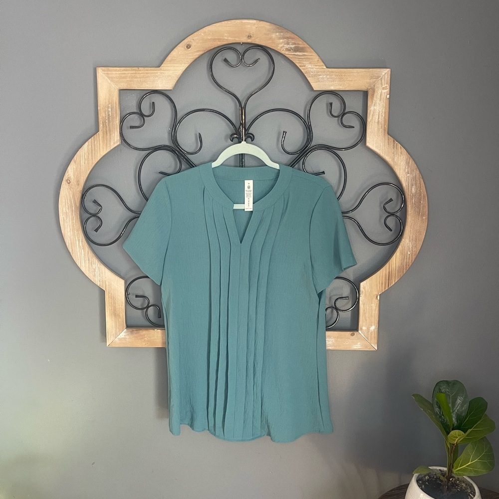 T.J.Maxx Teal Pleated Blouse
